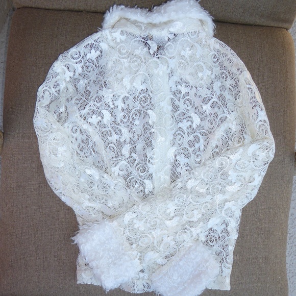 cream lace zip jacket - Picture 3 of 4